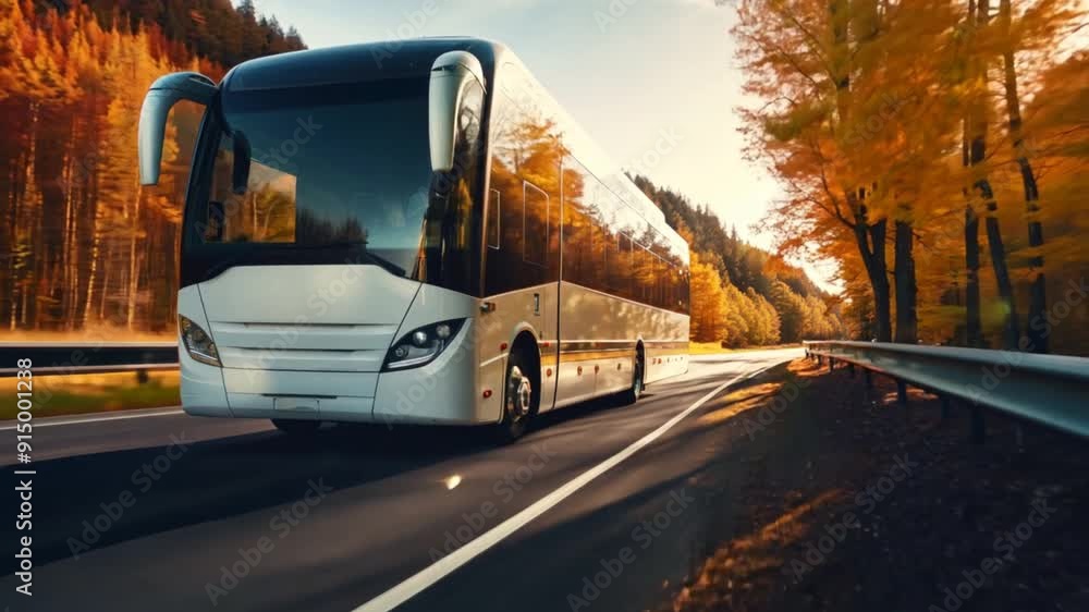 tourist bus on the highway Drive very fast. tourist bus on the highway Drive very fast.