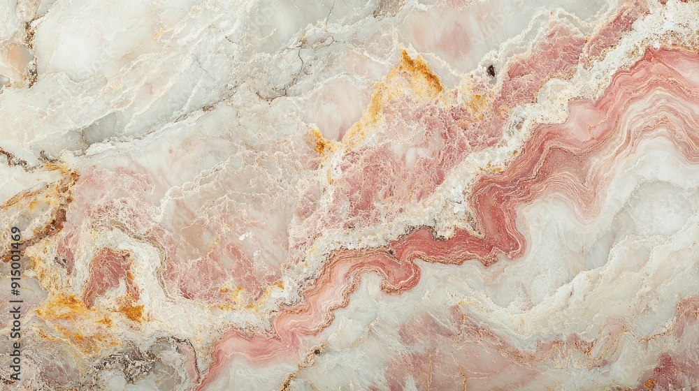 Fototapeta premium Close-up of Pink and White Marble Texture with Intricate Veining