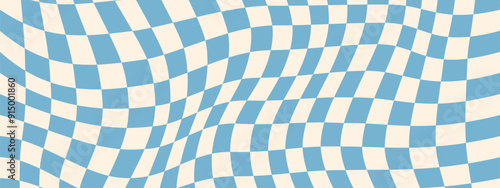 Groovy psychedelic checkerboard in Y2k style. Vintage aesthetic. Vector illustration