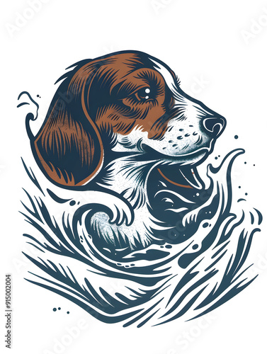 Beagle Dog Head traditional tattoo illustration photo