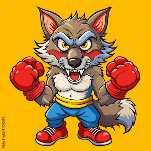 wolf boxinng fighter mascot