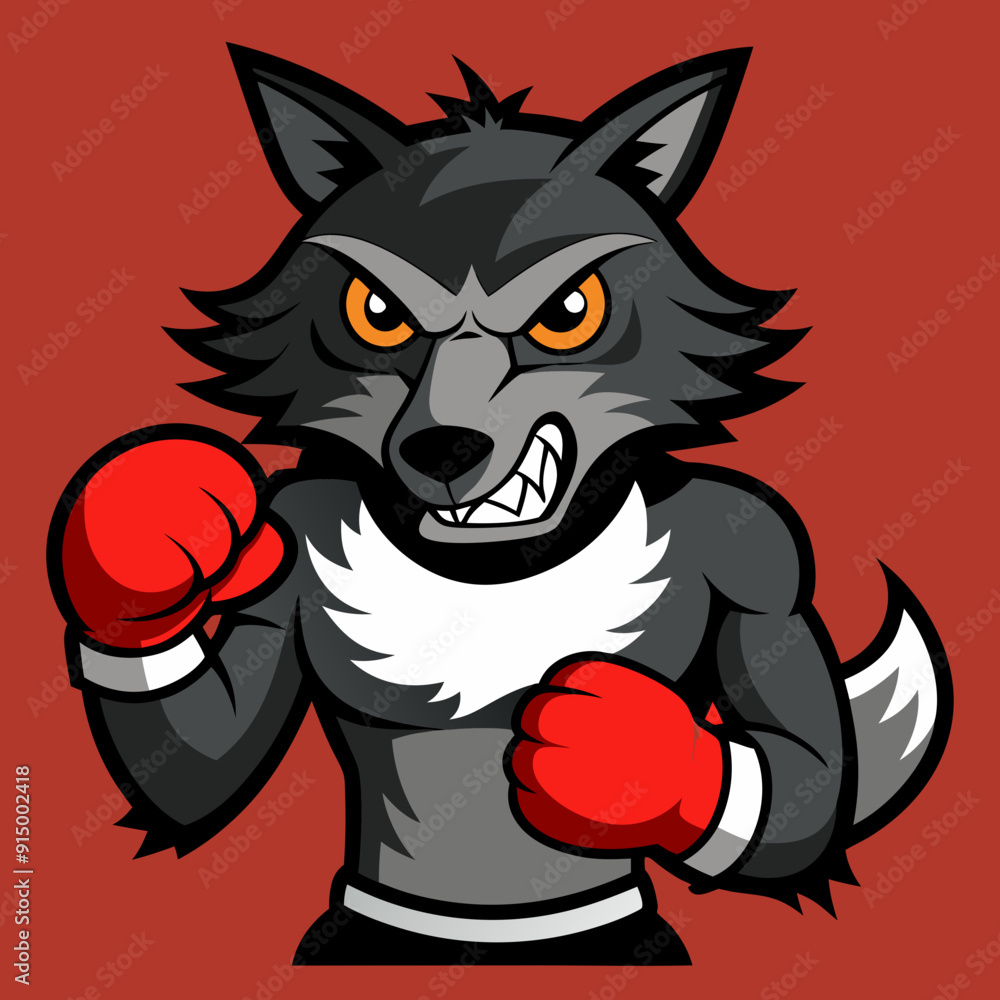 Obraz premium wolf boxinng fighter mascot