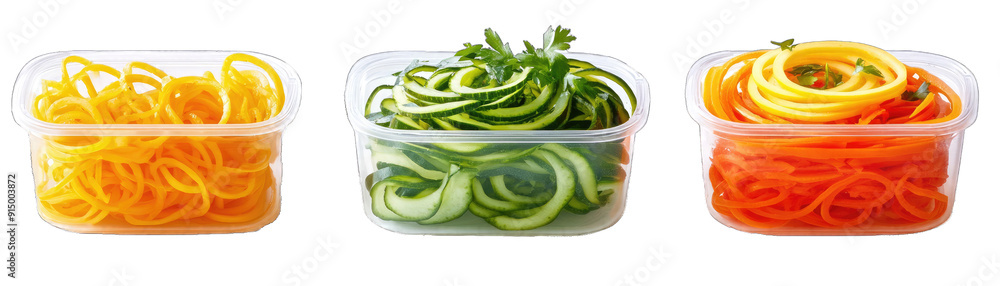 Smart Vegetable Spiralizer, Vegetable Spiral Cutting Blades, Storage Containers. Isolated on a Transparent Background. Cutout PNG.