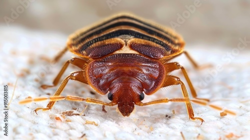 Close-up of a Bed Bug on a White Surface