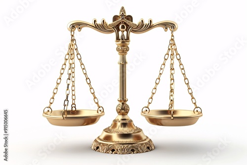 A gilded balance scale symbolizing equality in finances and law, depicted in a 3D icon.