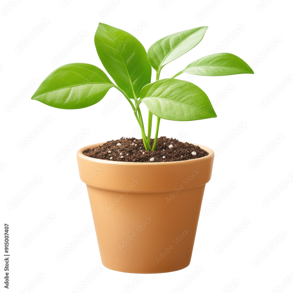A vibrant green plant in a terracotta pot, showcasing fresh leaves and healthy soil, perfect for home or office decoration. A vibrant green plant in a terracotta pot, showcasing fresh leaves and healthy soil, perfect for home or office decoration.
