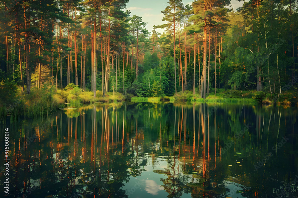 Forest Lake Reflection Photo Forest Lake Reflection Photo