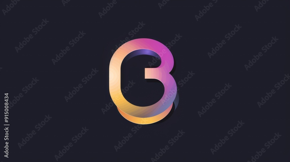 Gradient Letter B with Three-Dimensional Effect Gradient Letter B with Three-Dimensional Effect