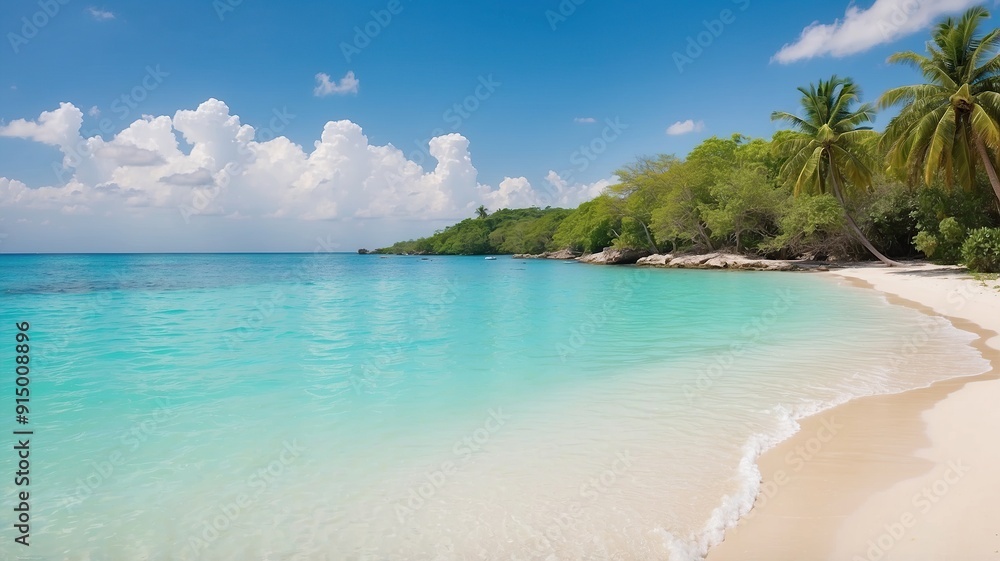 Turquoise Water, Palm Trees, and Sunny Sky Turquoise Water, Palm Trees, and Sunny Sky