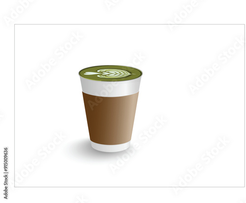 Hot Coffee, Cappuccino, Late, Mocha in white paper container cup with brown sleeve and white lid on the side