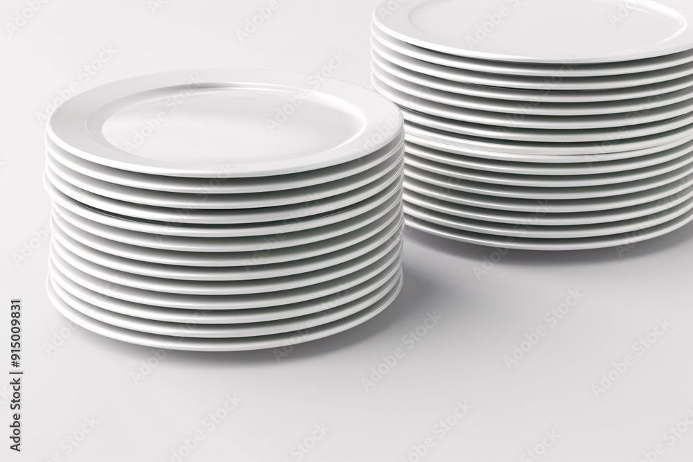 A pile of ivory dishes on a blank backdrop, digitally created. A pile of ivory dishes on a blank backdrop, digitally created.