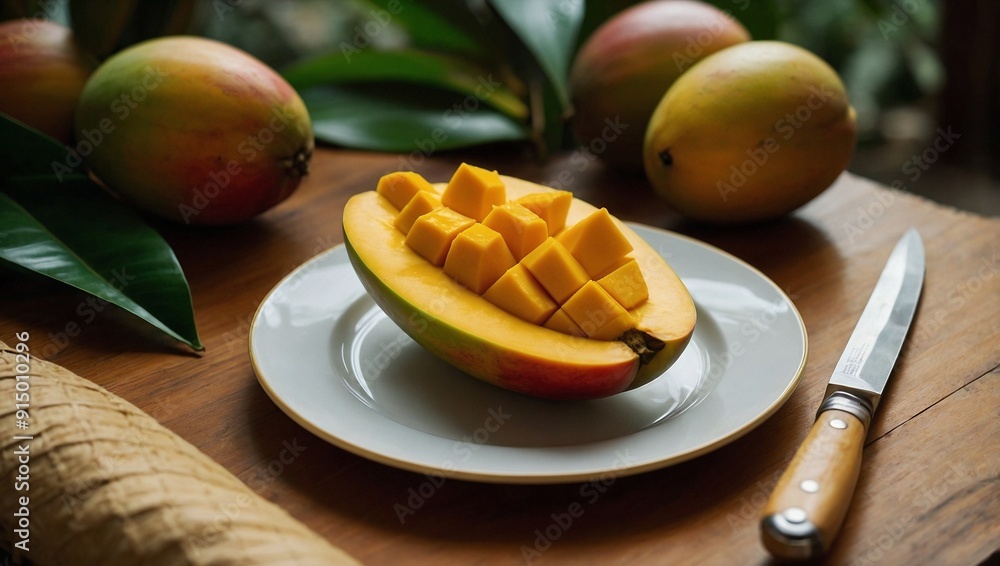 A plate of fresh mango