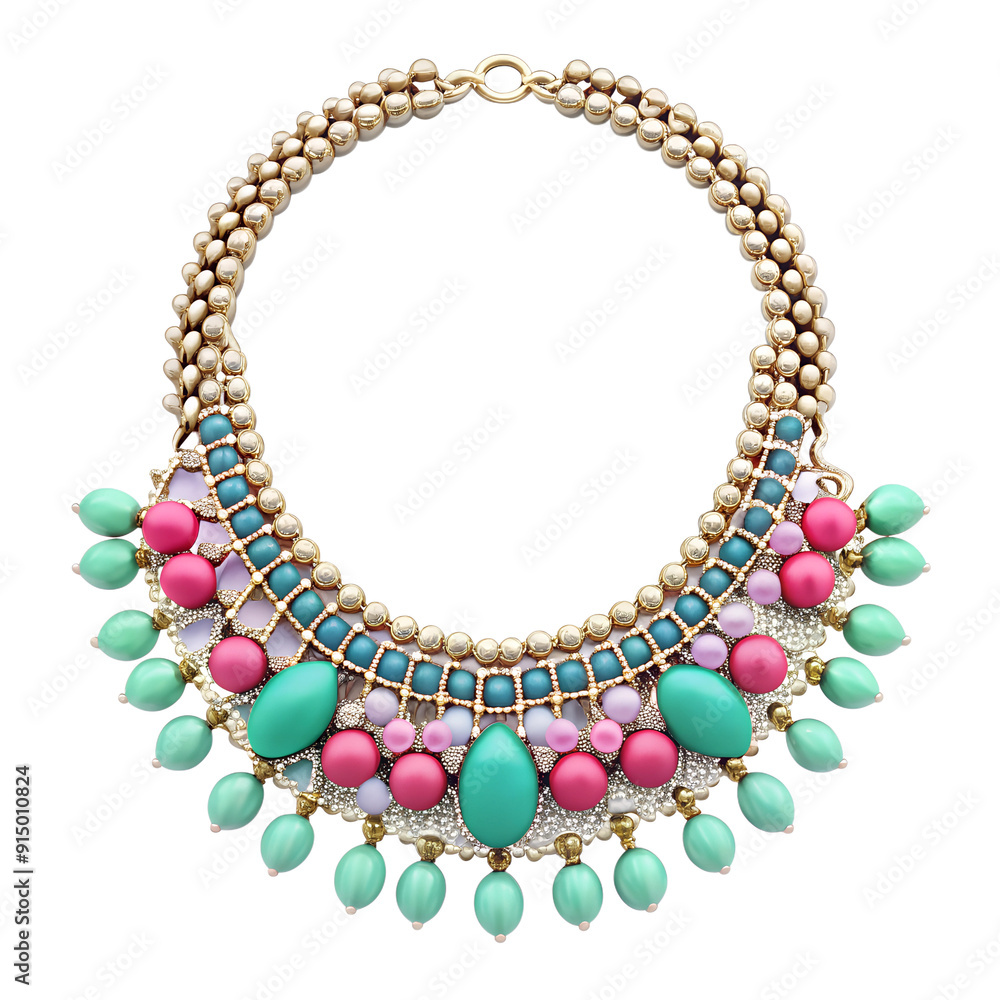 Obraz premium 3d rendering style of Statement necklace, isometric, isolated on transparent background