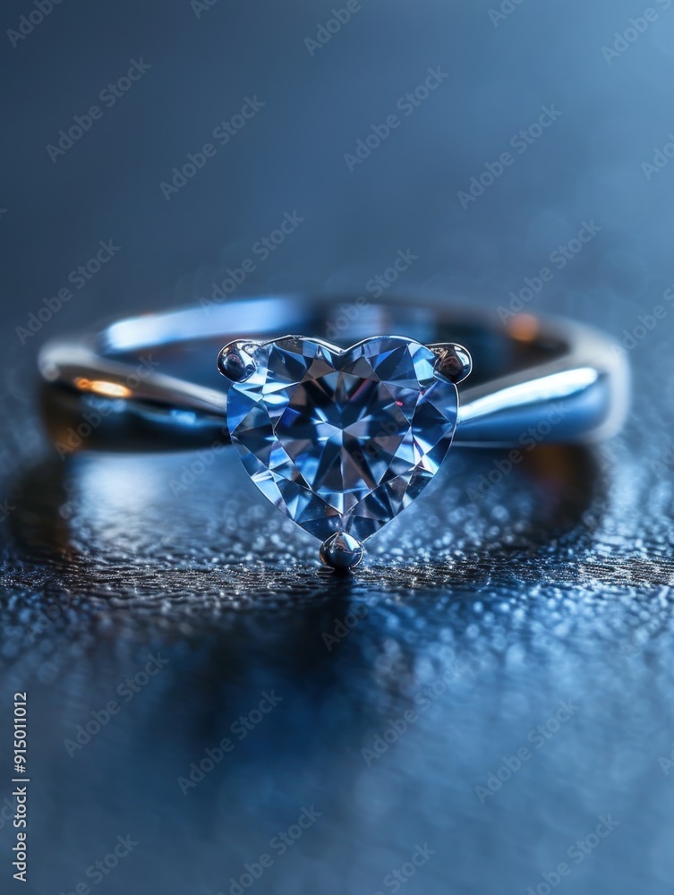 Close-up of a heart-shaped diamond ring on a dark reflective surface, symbolizing love and commitment. Close-up of a heart-shaped diamond ring on a dark reflective surface, symbolizing love and commitment.