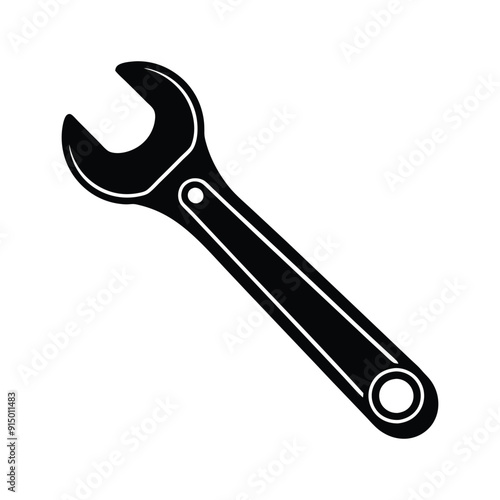 a silhouette of a wrench vector art illustration 