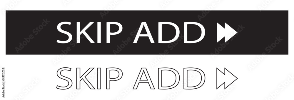 Skip ads button icon vector in clipart style. vector design eps 10. Skip ads button icon vector in clipart style. vector design eps 10.