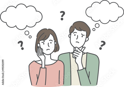 疑問と悩み吹き出し_男女