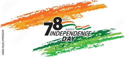 Independence day India vector design, 78th independence day greeting banner design, tricolour flag on the background with letter style photo