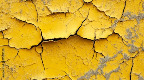 Cracked yellow peeling paint on a wall