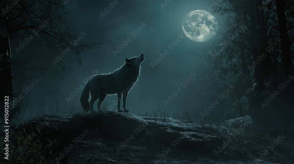 Under the full moon's glow, a majestic wolf howls, its voice echoing through the mysterious forest. Under the full moon's glow, a majestic wolf howls, its voice echoing through the mysterious forest.