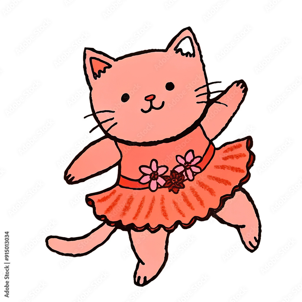 Obraz premium Ballerina Cat with Flower Crown isolated on white background,isolated,isolate,white background,no background