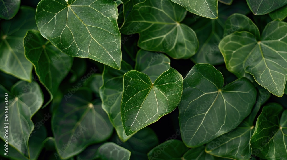Close-up of Lush Green Leaves with Prominent Veins Close-up of Lush Green Leaves with Prominent Veins