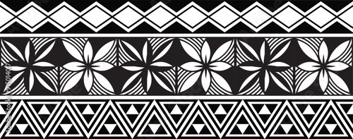 Polynesian tattoo tribal band design. Samoan tattoo tribal border. Decorative seamless pattern.