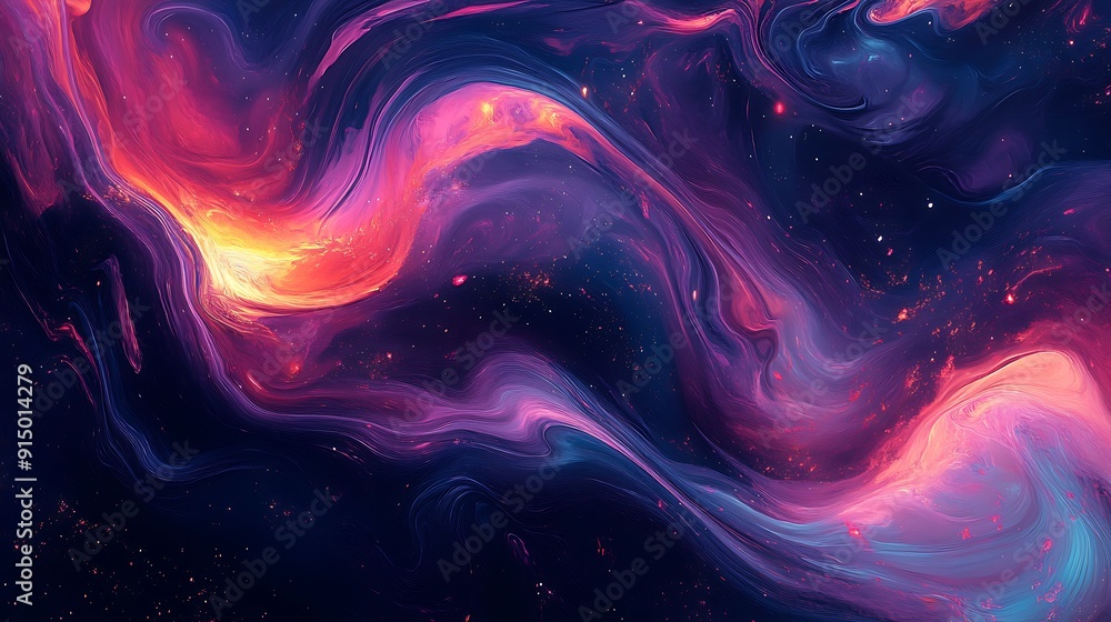 Obraz premium Abstract Swirling Nebula with Scattered Stars