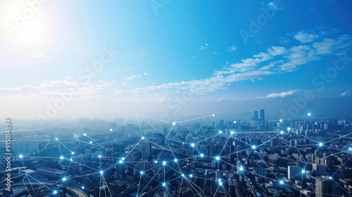 Cityscape with Network Connections