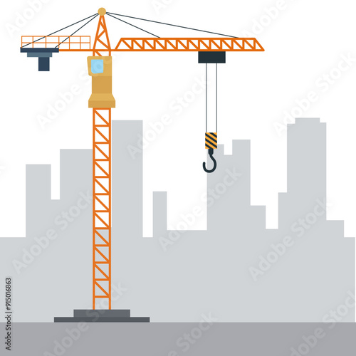 Construction worker building. Vector illustration in flat style.