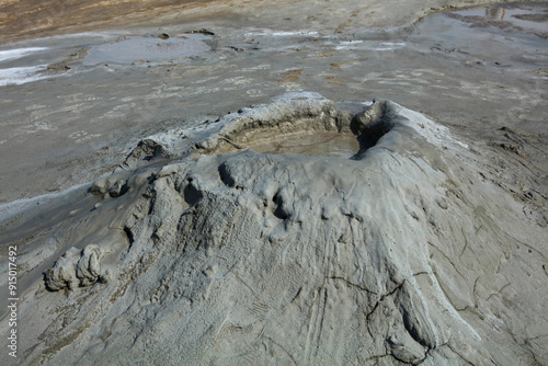 Mud volcano in Berca Mud Volcanoes area in Romania photo