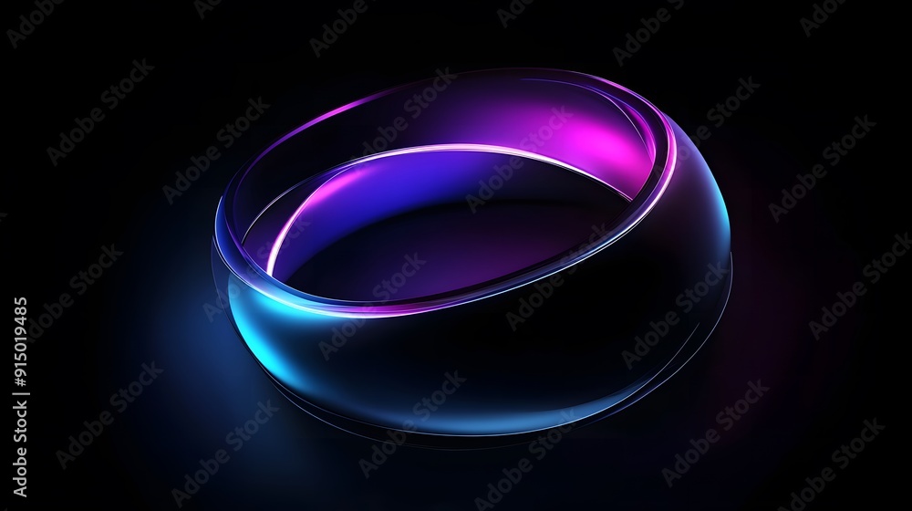 Abstract Illuminated Ring with Blue and Purple Gradient on Black Background, Fantasy Concept Digital Art Design Abstract Illuminated Ring with Blue and Purple Gradient on Black Background, Fantasy Concept Digital Art Design