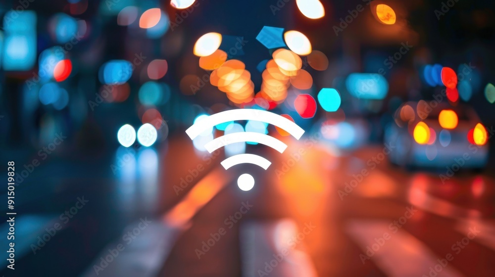 Fototapeta premium Beamforming: Optimizes wireless signal by directing it to the intended device, enhancing signal quality and transmission efficiency.