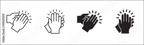 Hands clap symbol. Hand clapping icons. Applaud and acclamation sign. Simple flat icon of praise and cheering graphic design resource and illustration.