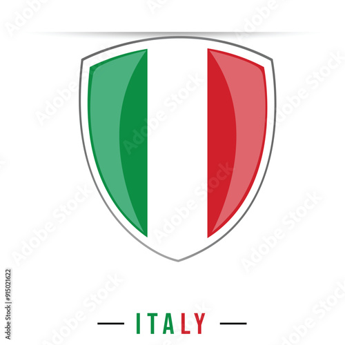 Italy shiny flag glossy shield button Italian national flag for independence or national day celebration, poster, flyer, web italia flag on white background