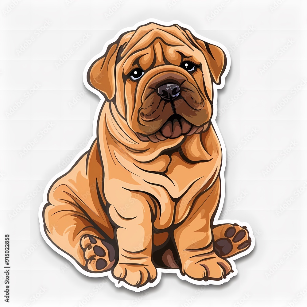 Cute Shar Pei puppy illustration perfect for stickers and pet-themed merchandise. Cute Shar Pei puppy illustration perfect for stickers and pet-themed merchandise.
