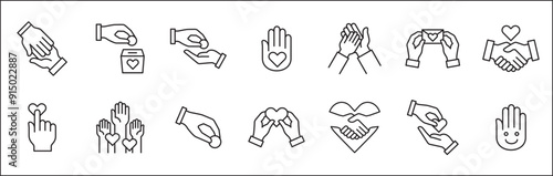 Charity hands icon. Aids icons. Charity and donation icon set. Giving hand sign. Helping hand symbol. Vector stock illustration. Collection contains symbol of volunteer, donating, compassion, funding