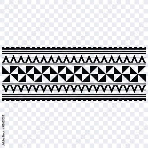 Polynesian tattoo tribal band design. Samoan tattoo tribal ornament border. Decorative seamless pattern.