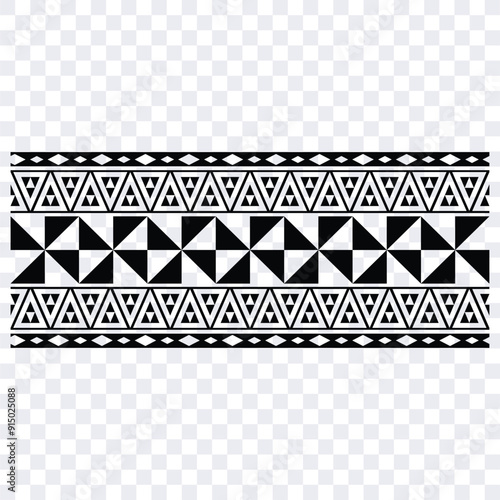 Polynesian tattoo tribal band design. Samoan tattoo tribal border. Decorative seamless pattern.