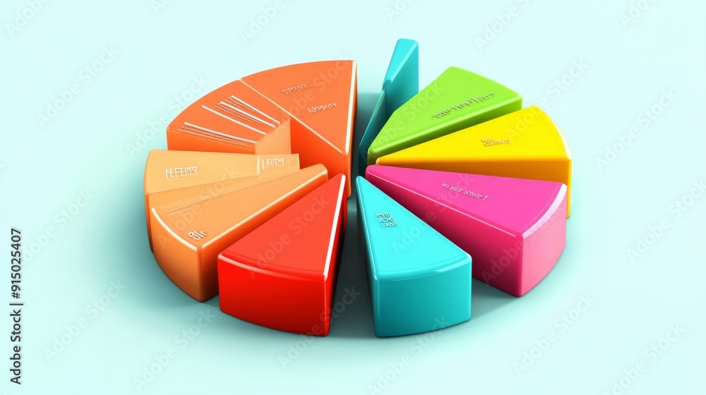 Obraz premium A business presentation slide featuring a detailed pie chart with labeled segments, indicating data visualization