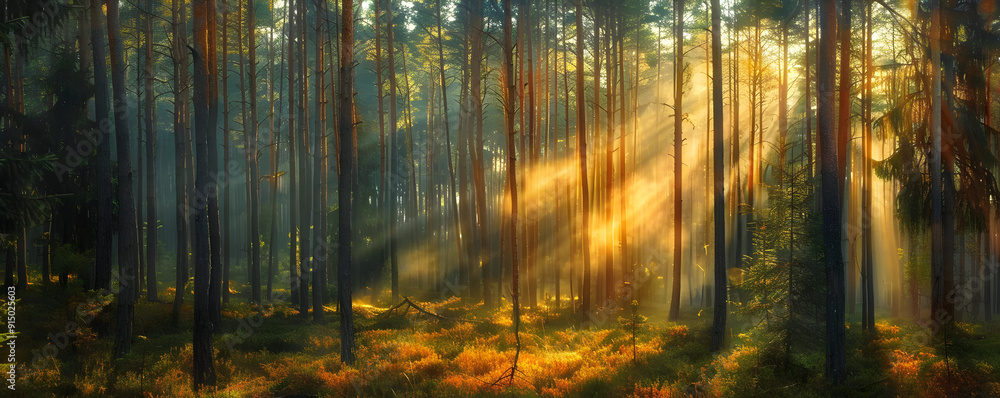 Sunbeams Through Forest Trees Photo Sunbeams Through Forest Trees Photo