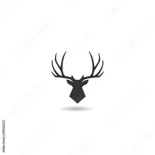 Silhouette of deer head icon with shadow