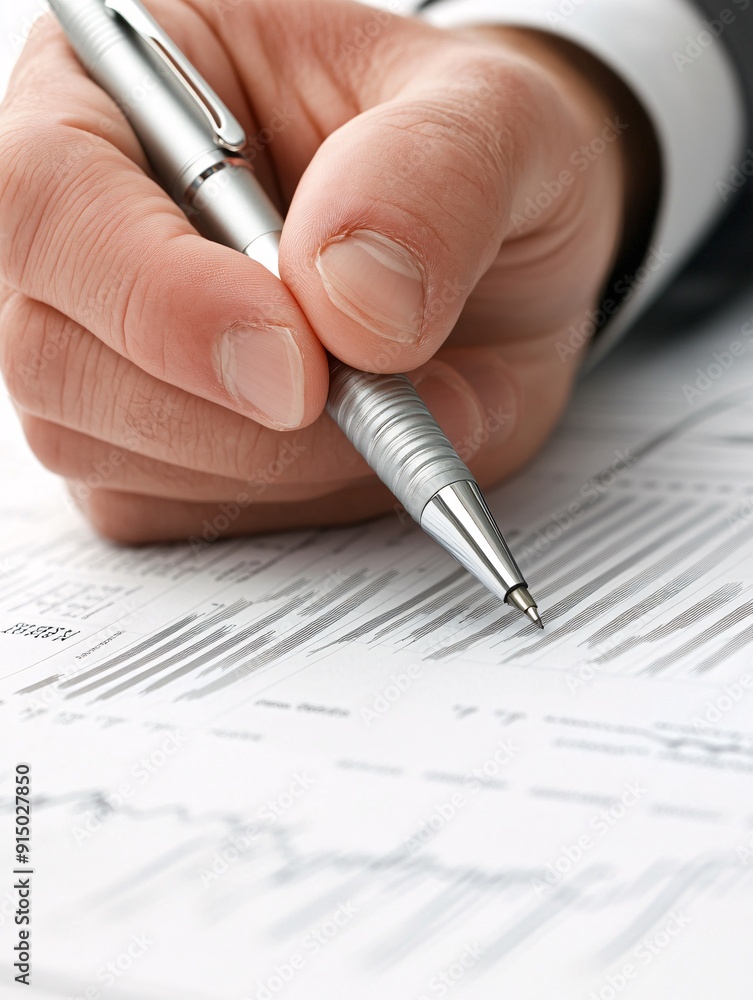 A close-up of a hand holding a pen over a financial chart, with demographic data and investment growth potential clearly visible. The minimalist design allows for focused attention on the data, with A close-up of a hand holding a pen over a financial chart, with demographic data and investment growth potential clearly visible. The minimalist design allows for focused attention on the data, with