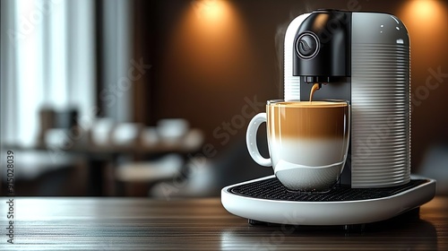 Coffee Espresso Pouring from Coffee Machine