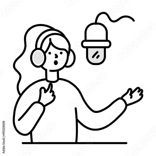 Hand drawn style icon of podcasting 


