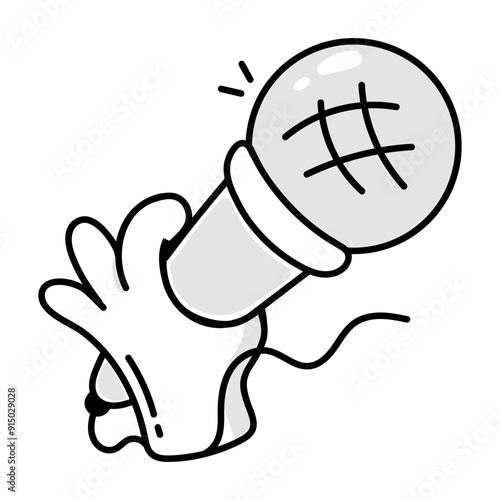 Doodle style icon of singing mic 


