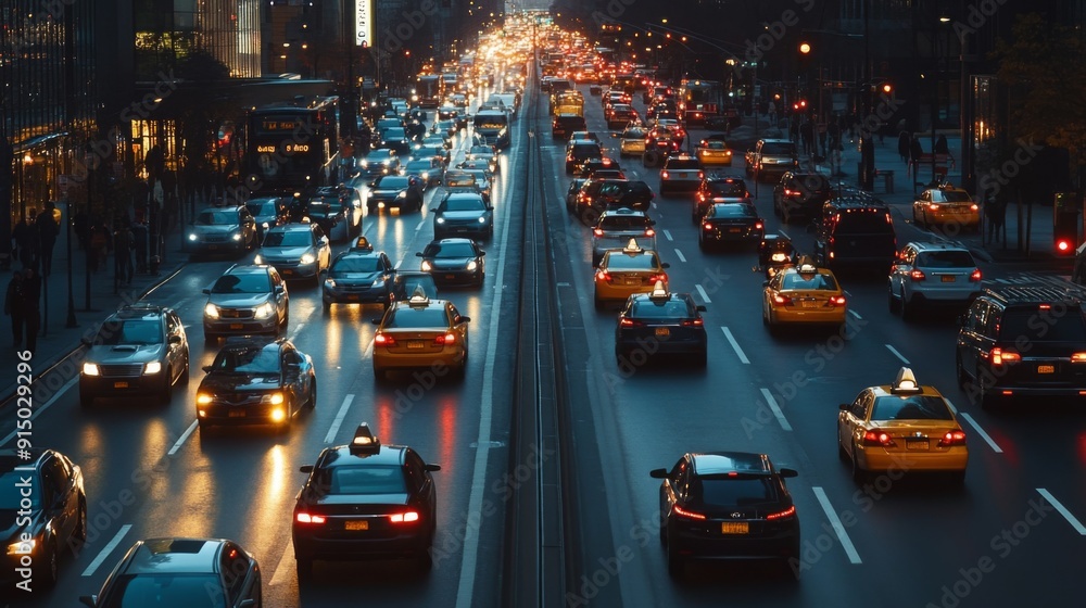 © Plaifah - A city street with multiple lanes filled with cars, all stopped or moving slowly due to traffic congestion.