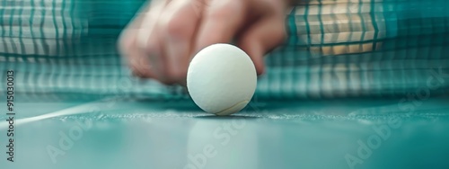  A tight shot of a hand cradling an egg, opposed to a hazy background of another hand
