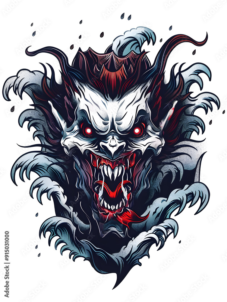Dracula Head traditional tattoo illustration Dracula Head traditional tattoo illustration