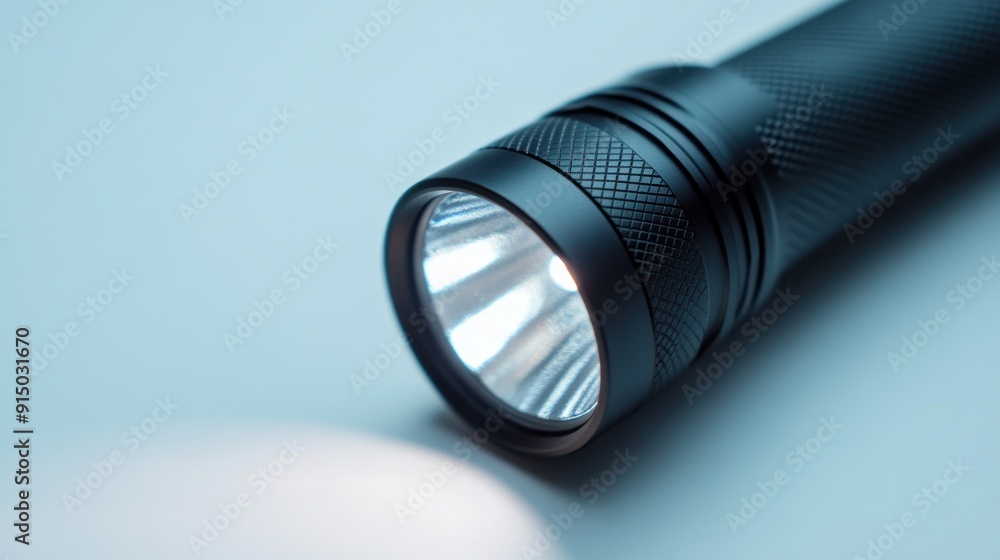 Black Flashlight Illuminating a Blue Surface Black Flashlight Illuminating a Blue Surface